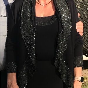 Soft Surroundings Black Sparkle Cardigan and Tank Set